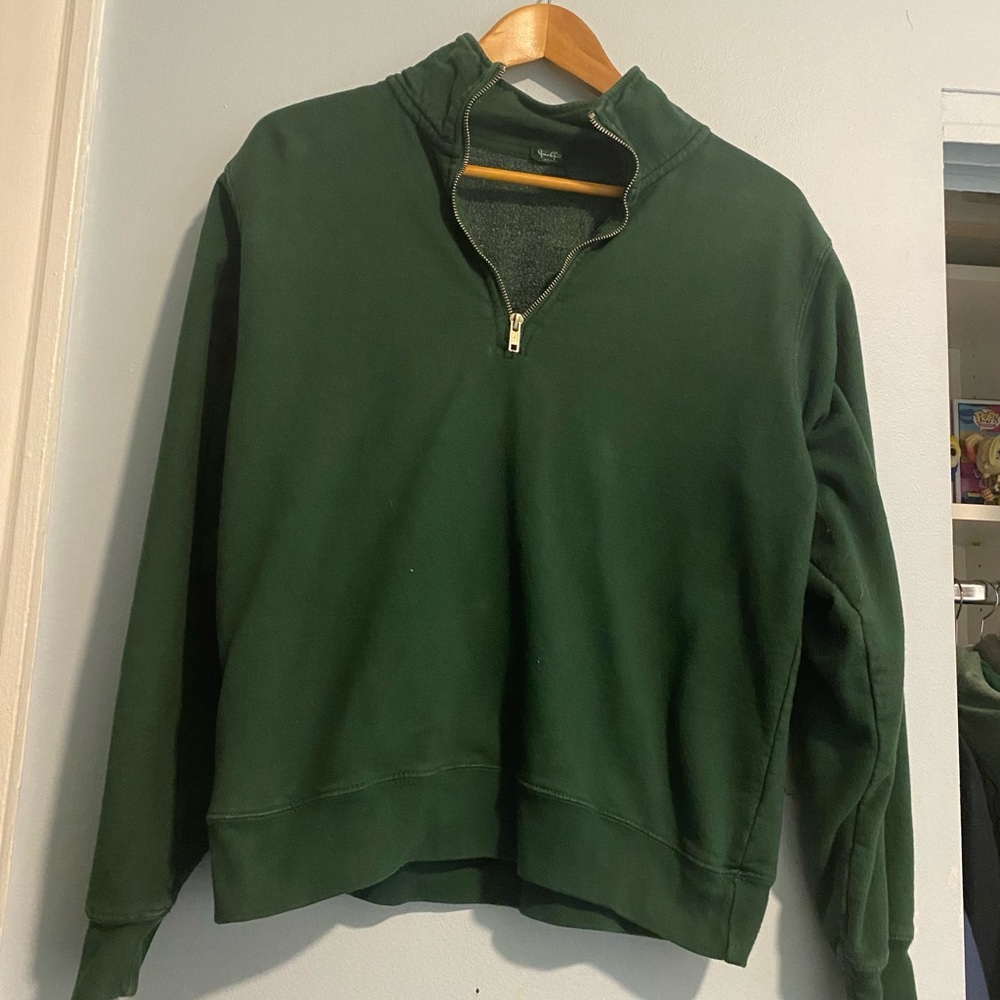 Brandy Melville Green Quarter Zip Sweatshirt